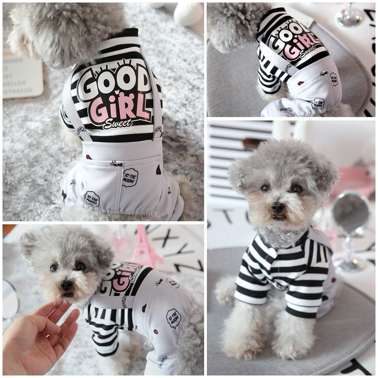 Dog Clothes Striped Onesie Puppy Shirt view 4