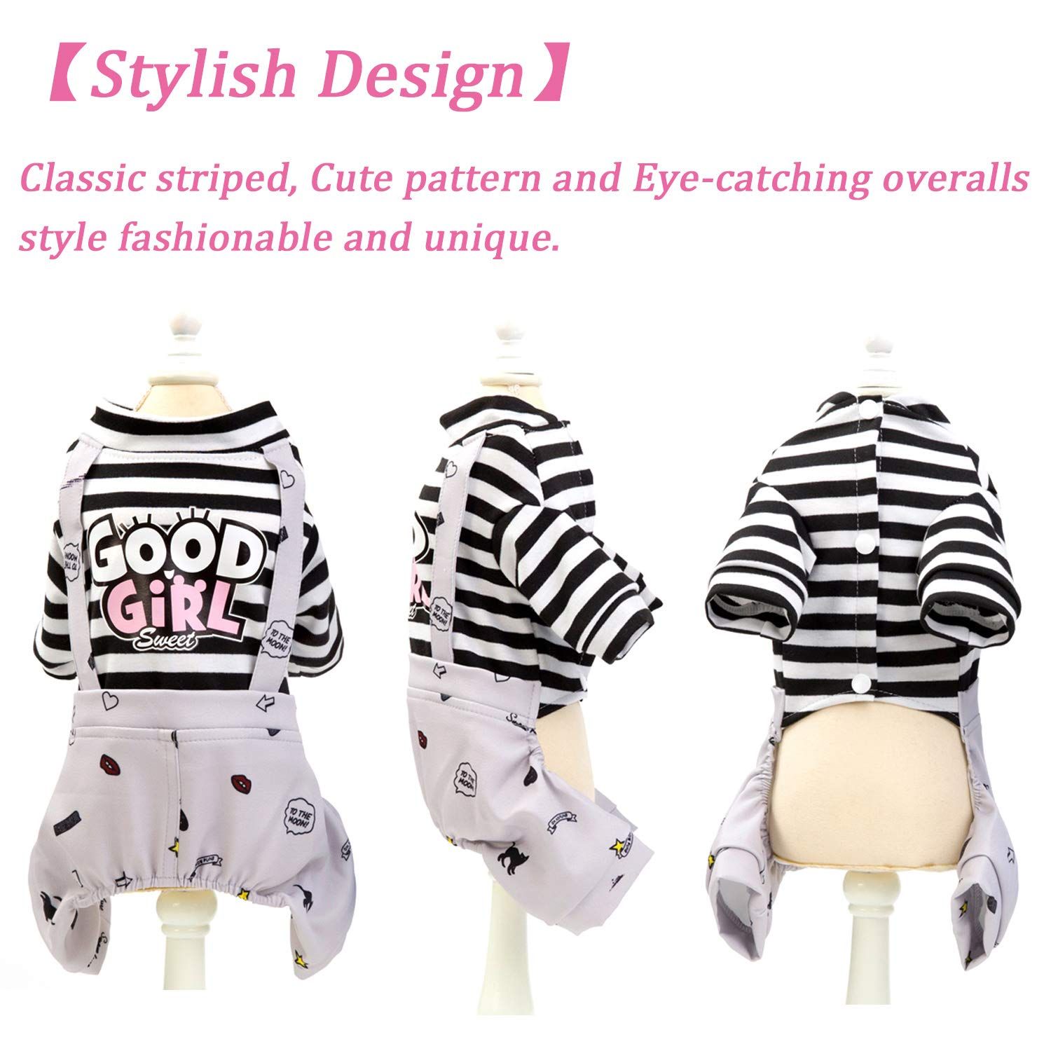 Dog Clothes Striped Onesie Puppy Shirt view 5