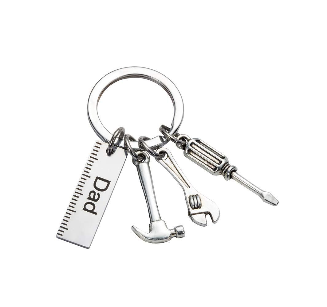 Keychain with Ruler Hammer Wrench Screwdriver Gifts for Dad