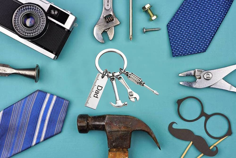 Keychain with Ruler Hammer Wrench Screwdriver Gifts for Dad view 4