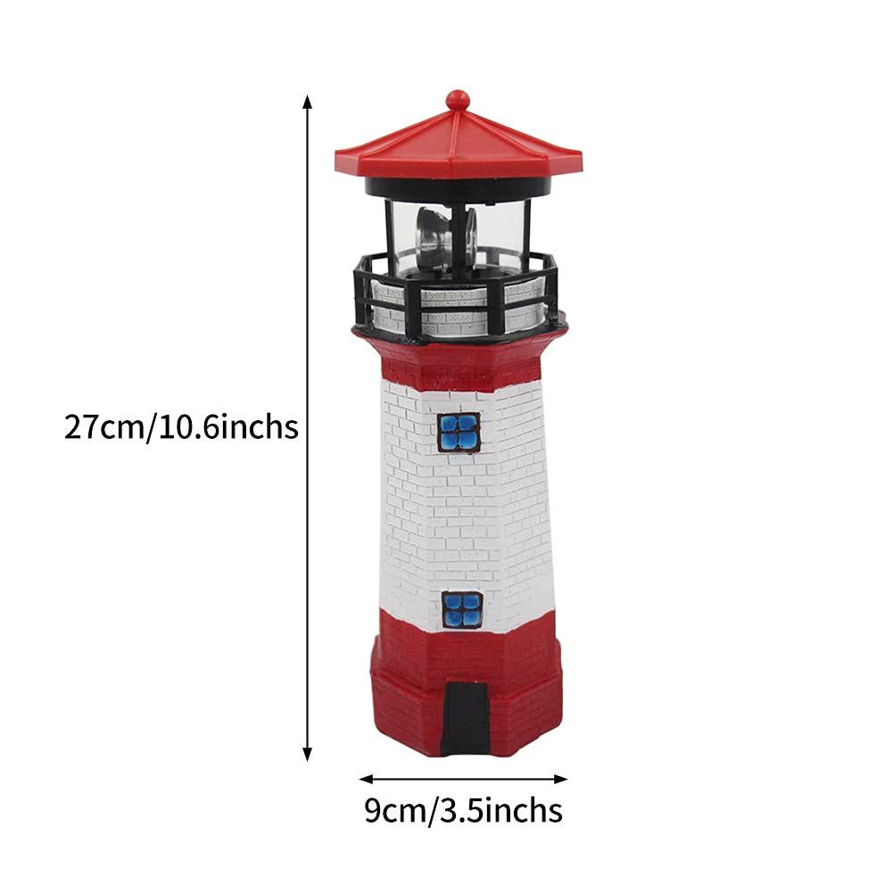 Solar Lighthouse Garden Statue with Rotating Lamp view 2