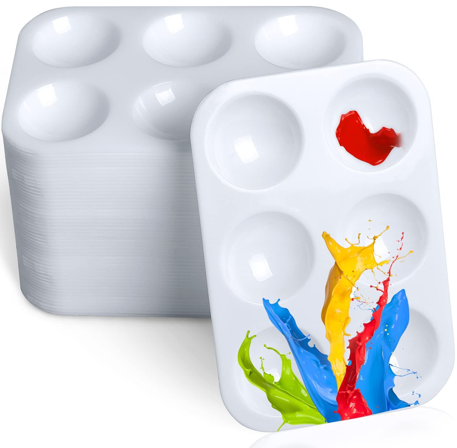 50 Pack White Plastic Paint Palettes