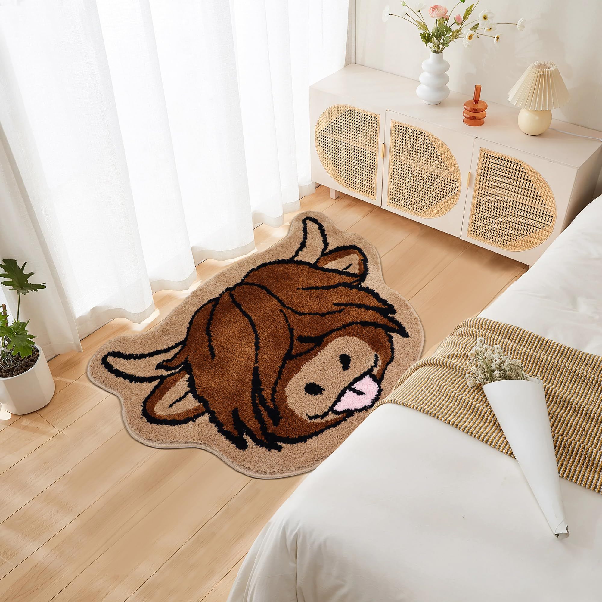 Highland Cow Bath Mat Cow Bathroom Rug Western Animal Shaped Rug Non Slip view 5