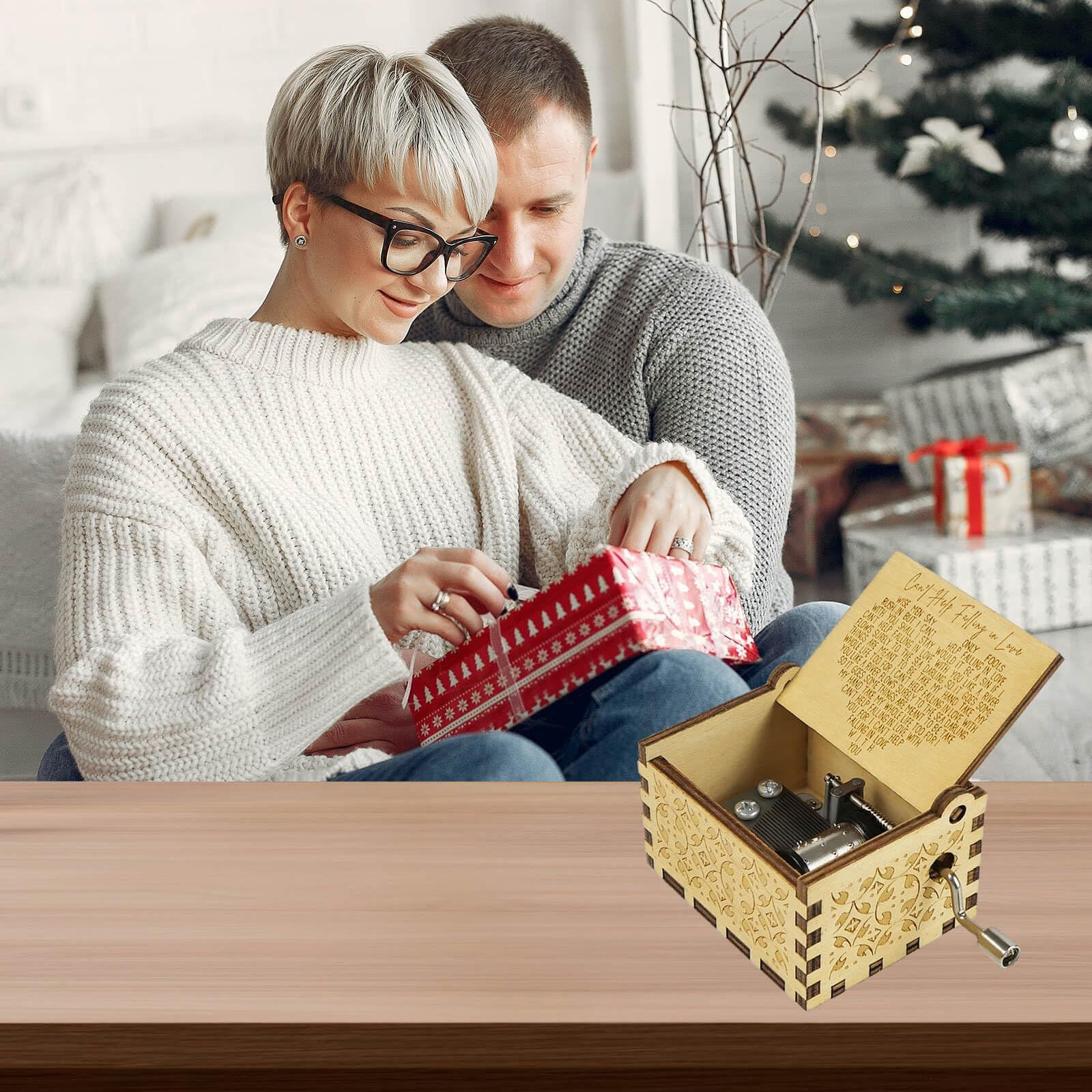 Wooden Music Boxes, Can’t Help Falling in Love Music , Gifts for Husband view 4