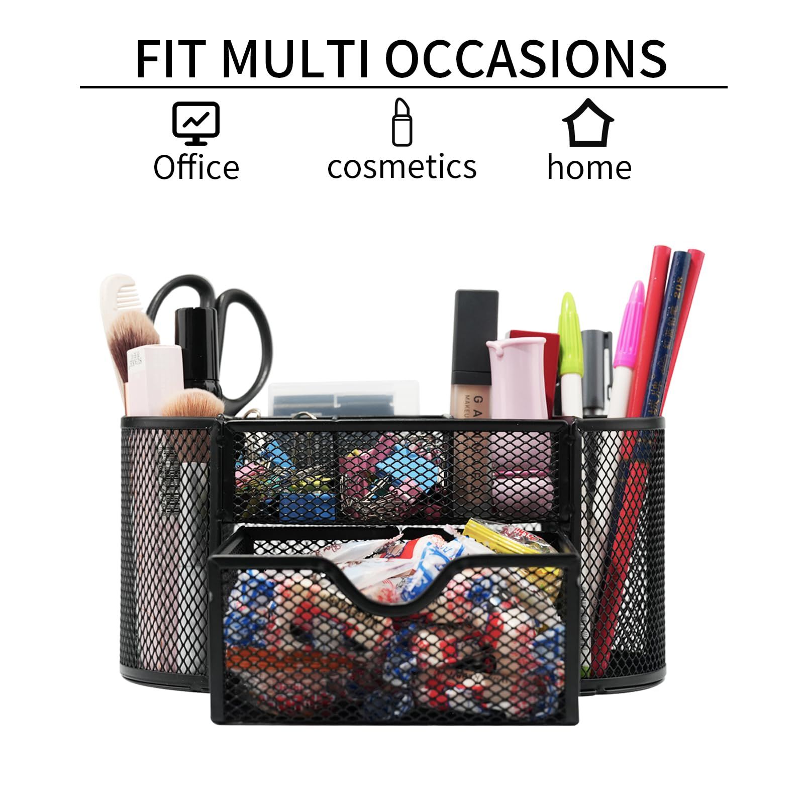 Office Supplies Mesh Desktop Organizers with Sticky Notes Pen Holder Pencil view 3