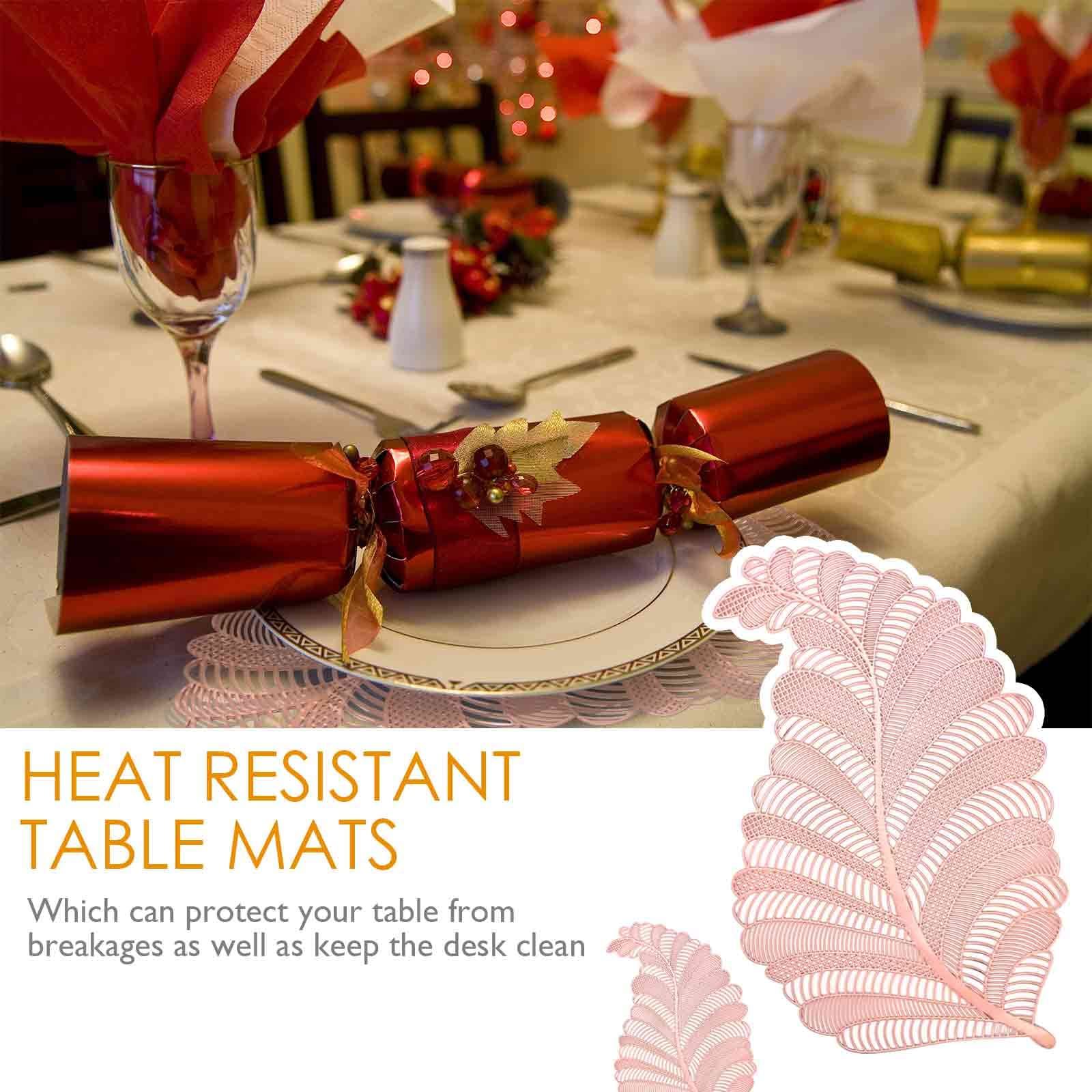 Placemats Set of 4, Round Heat-Resistant Vinyl Placemat, 15 inch Non-Slip view 4