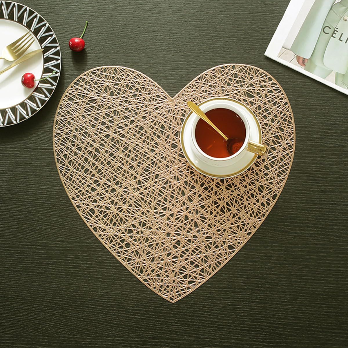 15 Inch Metallic Vinyl Valentine's Day Christmas Festival Lunch Mats Holiday view 2