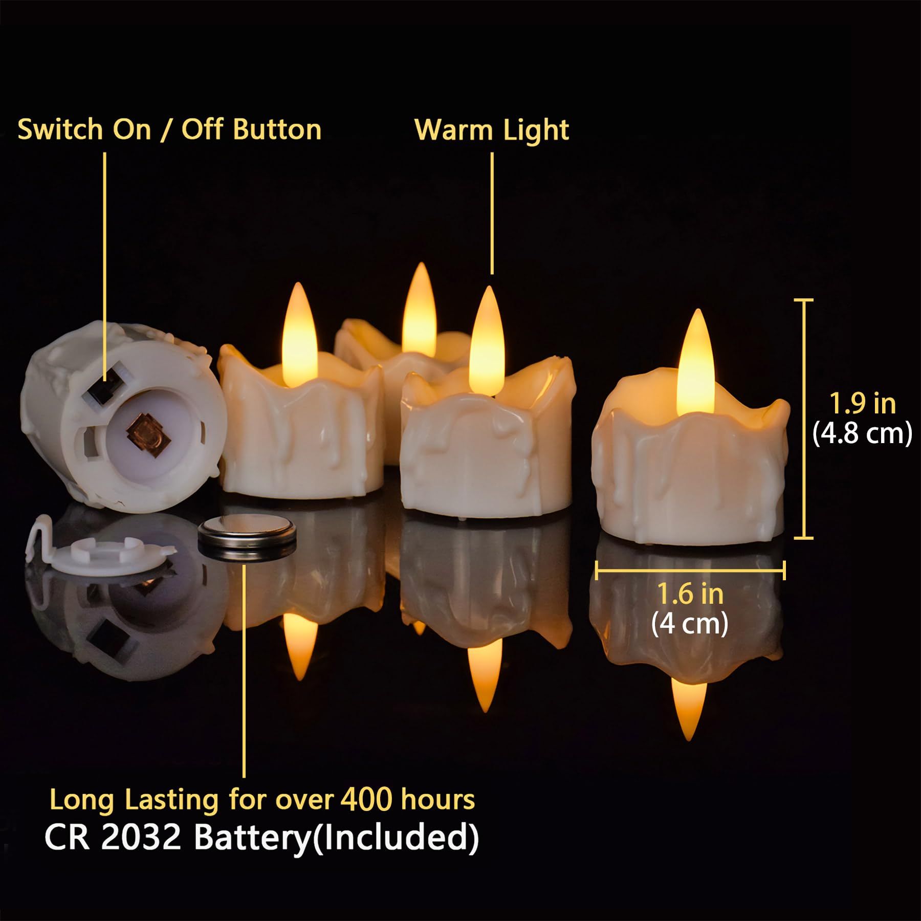12 Pack Timer Tea Light Battery Operated view 4