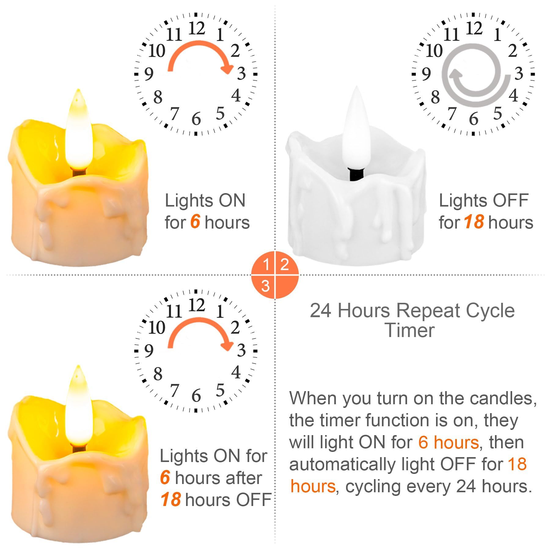 12 Pack Timer Tea Light Battery Operated view 5