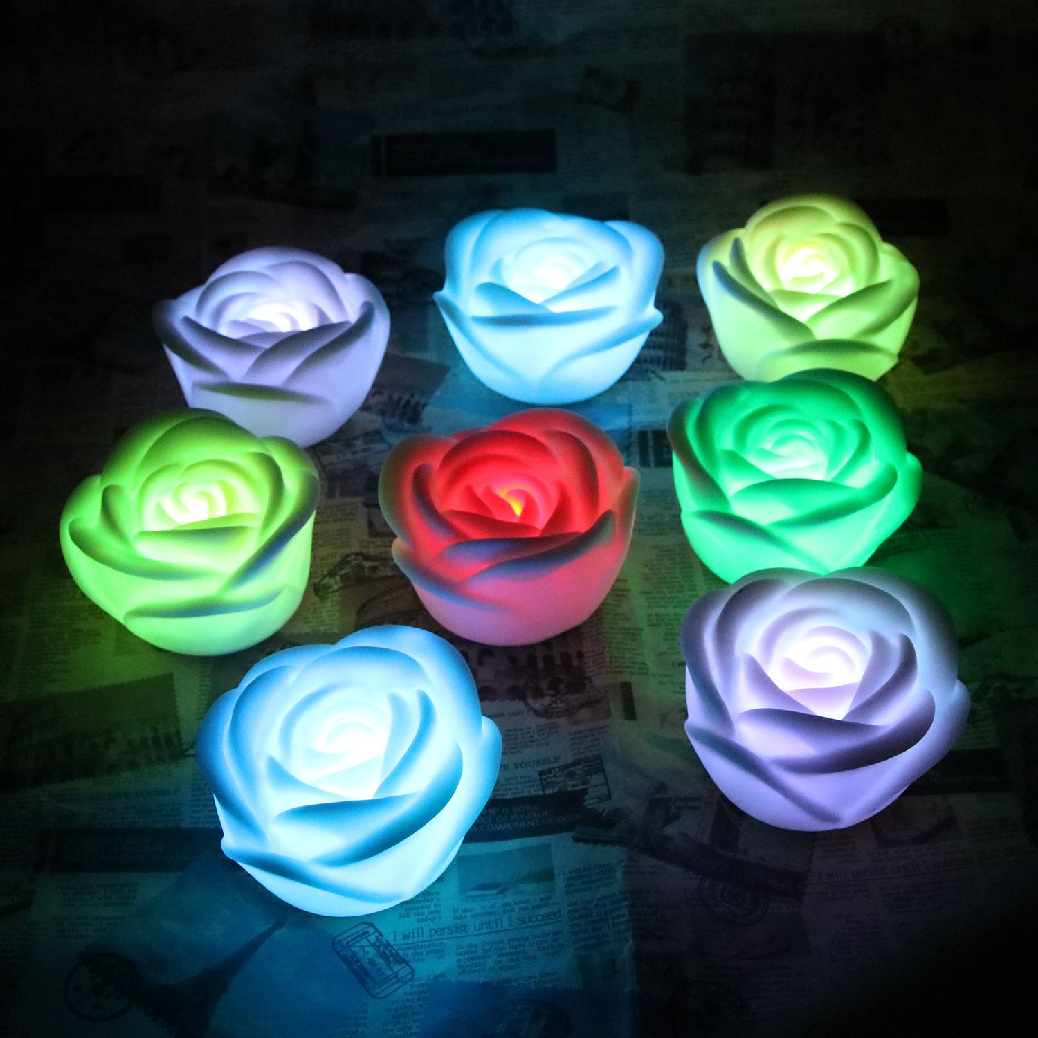 Led Tealights 8 pcs Rose Flameless Floating Candles Led Rose Candles Floating