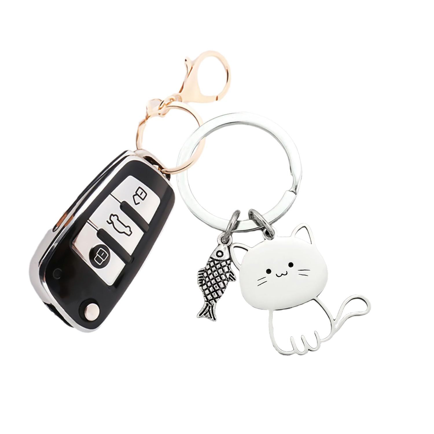 Cute Puppy cat Keychain, Kawaii keychains, Car Key Ring Holder,Christmas view 5