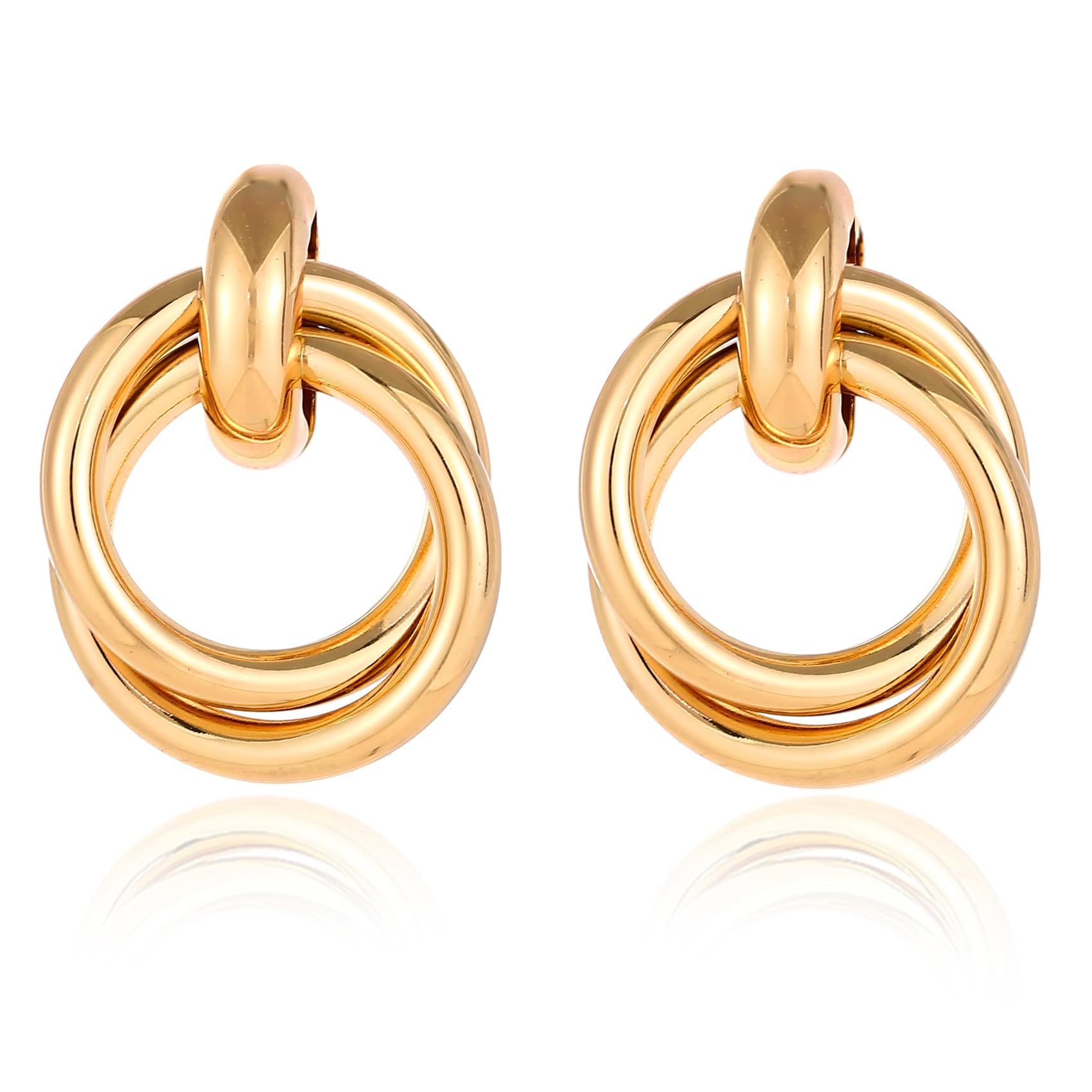Chunky Gold Knot Heart Earrings for Women Minimalist Drop Dangle Statement