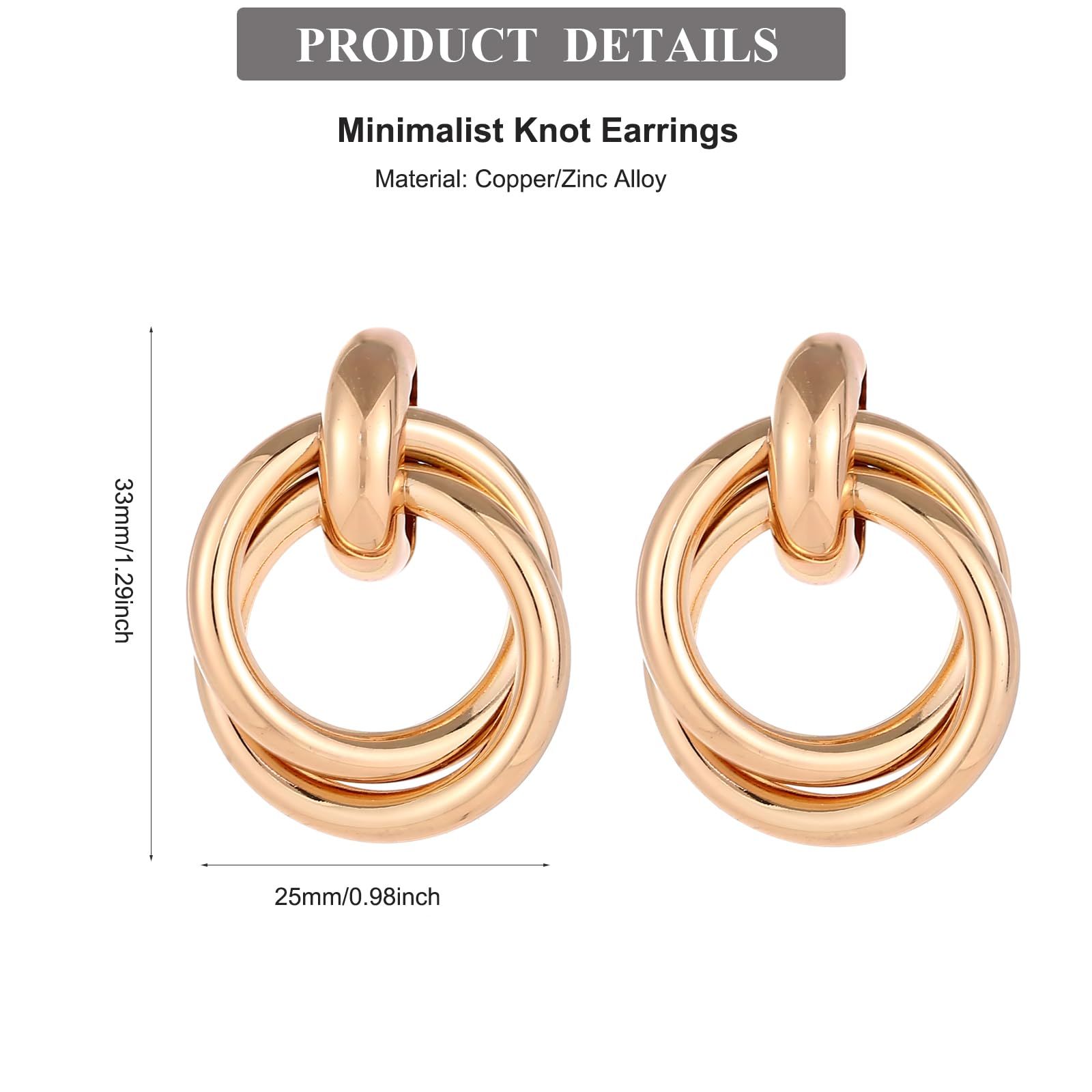 Chunky Gold Knot Heart Earrings for Women Minimalist Drop Dangle Statement view 5