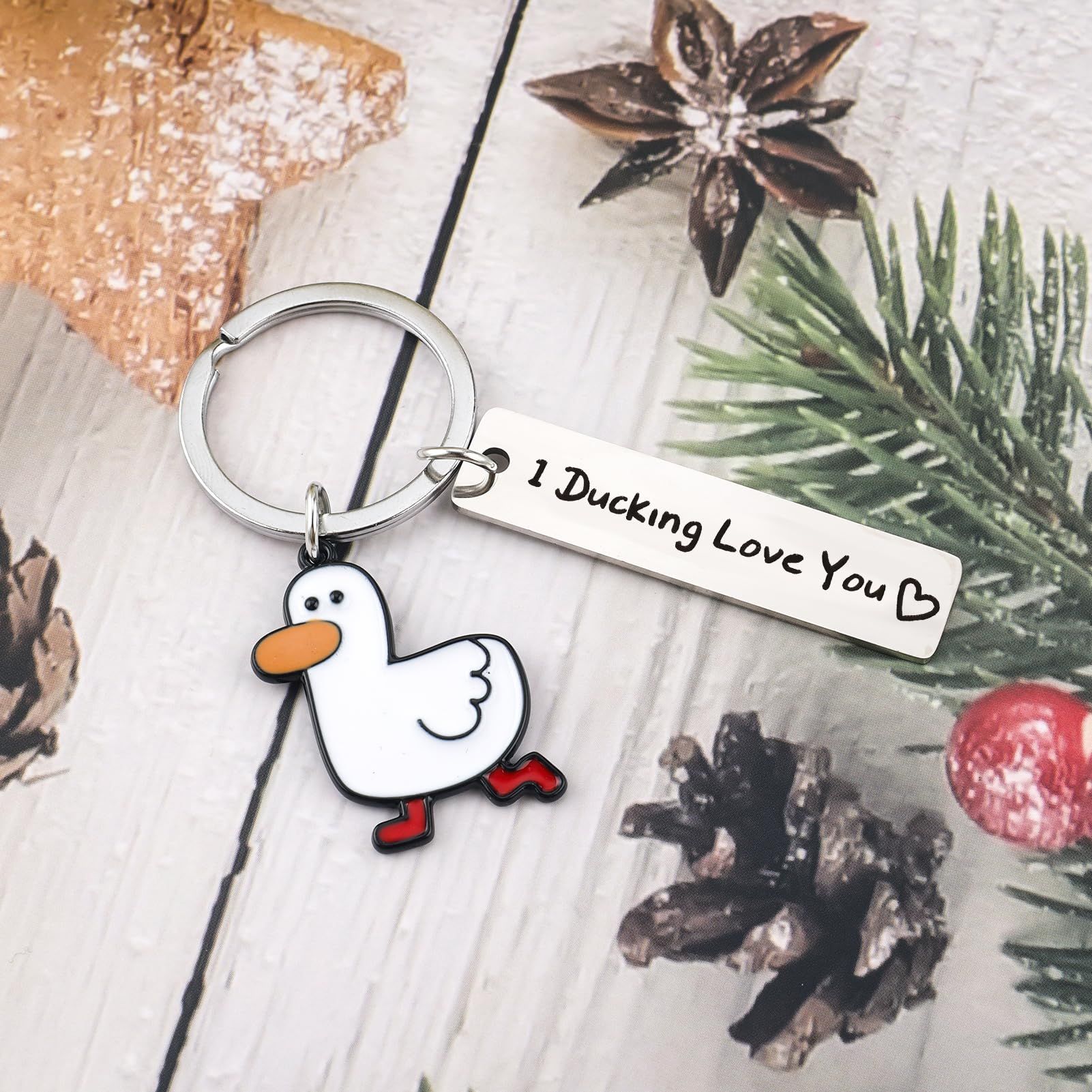 Duck Keychain for Couples Cute Keyring for Duck Lovers Funny Keychin for Car view 2