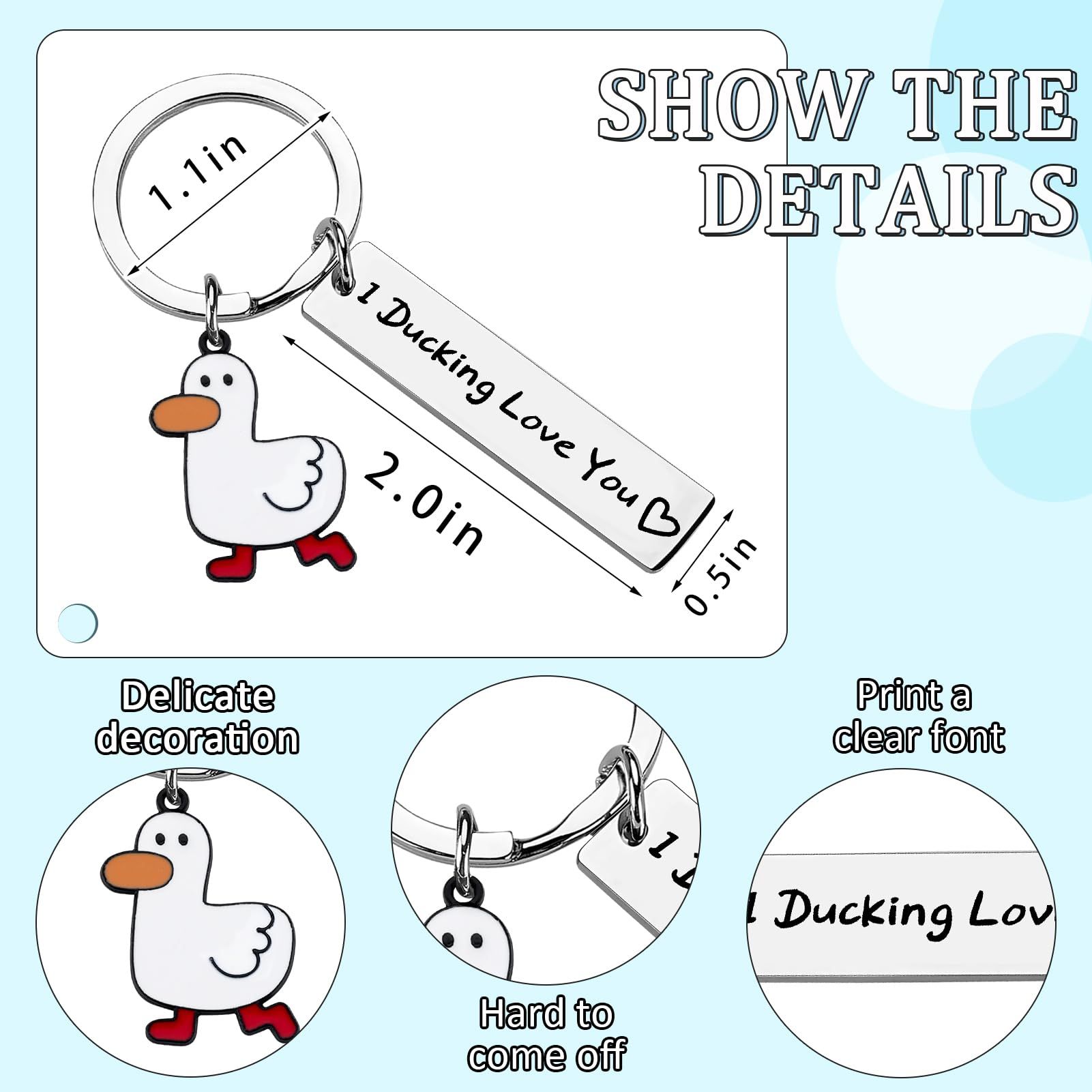 Duck Keychain for Couples Cute Keyring for Duck Lovers Funny Keychin for Car view 4
