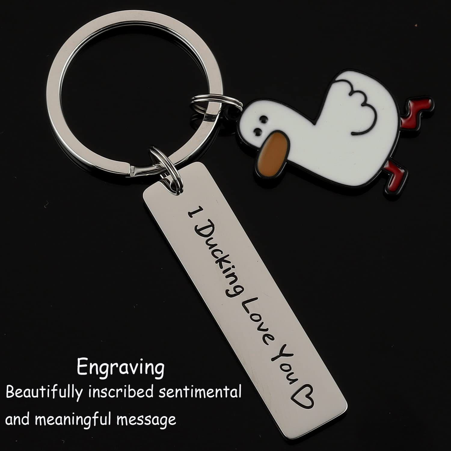Duck Keychain for Couples Cute Keyring for Duck Lovers Funny Keychin for Car view 5