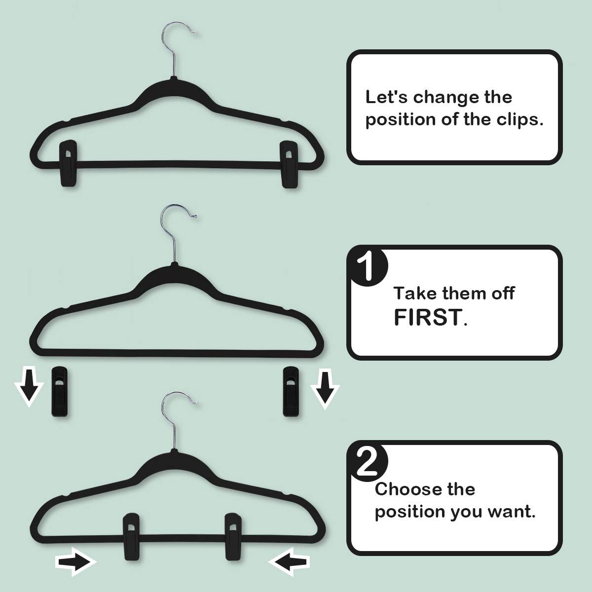 Thin Velvet Hangers Clips view 5