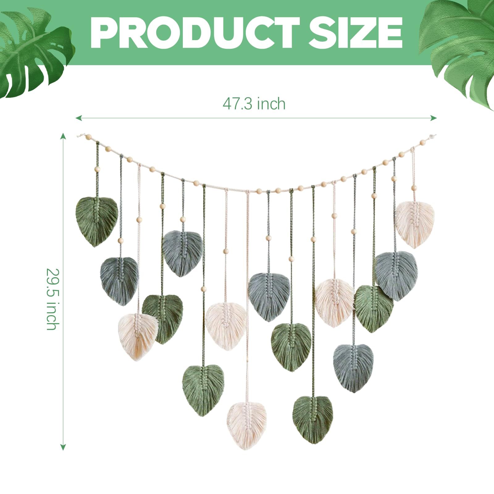 Large Chic Feather Wall Decor Leaf Hanging Photo Display Handmade Woven Wall view 2