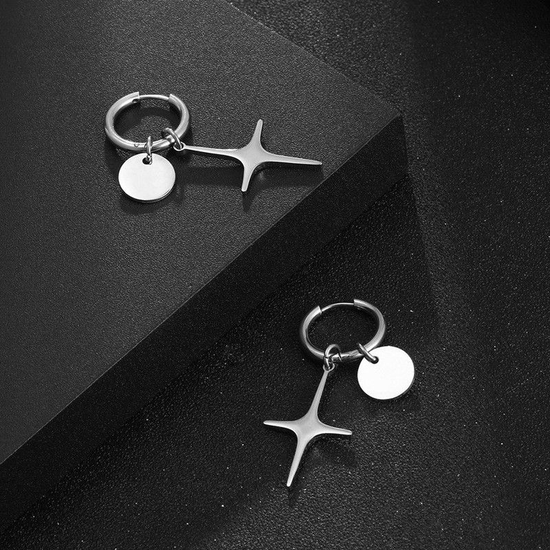 Silver Cross Earrings, Minimalist Cross Charm Dangle Drop Earrings Women Men view 4