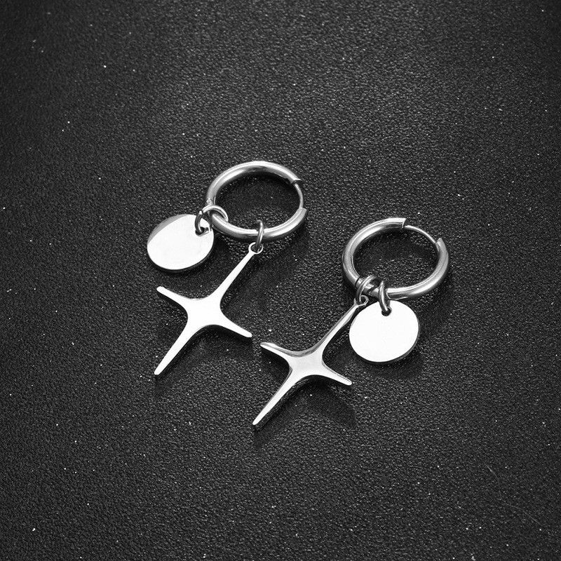 Silver Cross Earrings, Minimalist Cross Charm Dangle Drop Earrings Women Men view 5