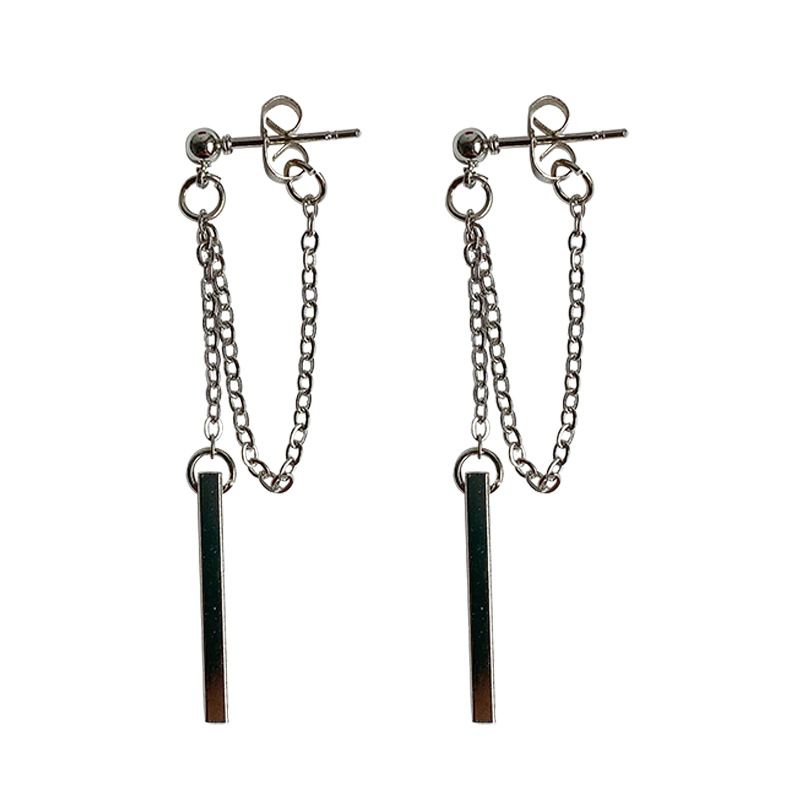 Silver Bar Dangle Earrings for Women Teen Girls Minimalist Dangle Earrings