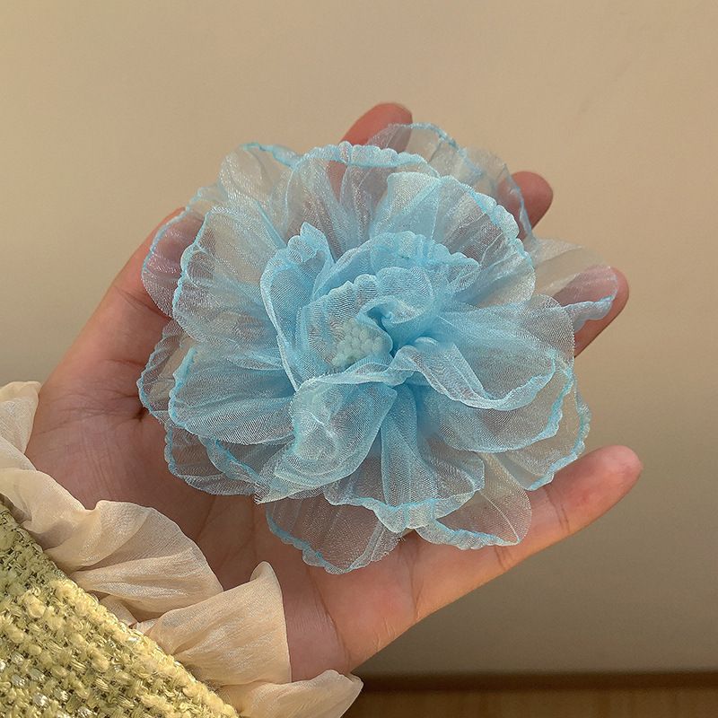 3PCS Chiffon Flower with Rhinestone Pearl for Wedding Bridal Hair view 2