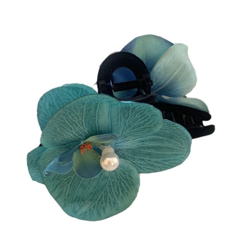 Large Flower Hair Clips 2Pcs Purple Orchid Hair Claw for Teens Women Hawaiian