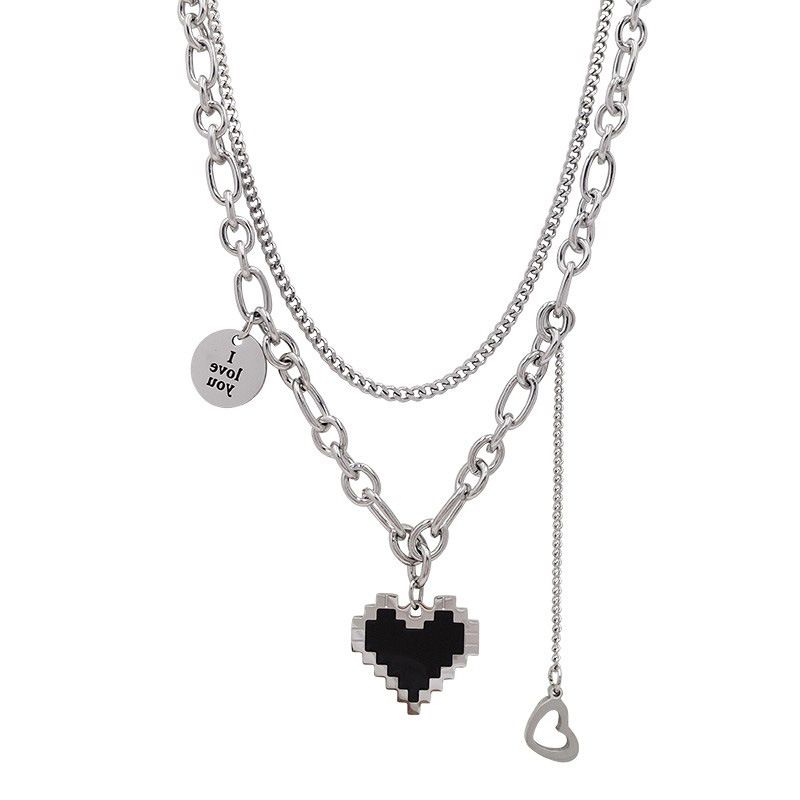 Chunky Heart Chain Necklace for Women - Fashion Statement Teen Girl Cool Punk