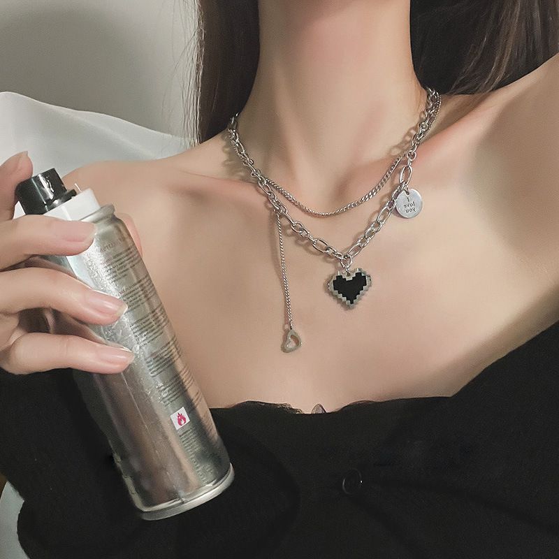 Chunky Heart Chain Necklace for Women - Fashion Statement Teen Girl Cool Punk view 5