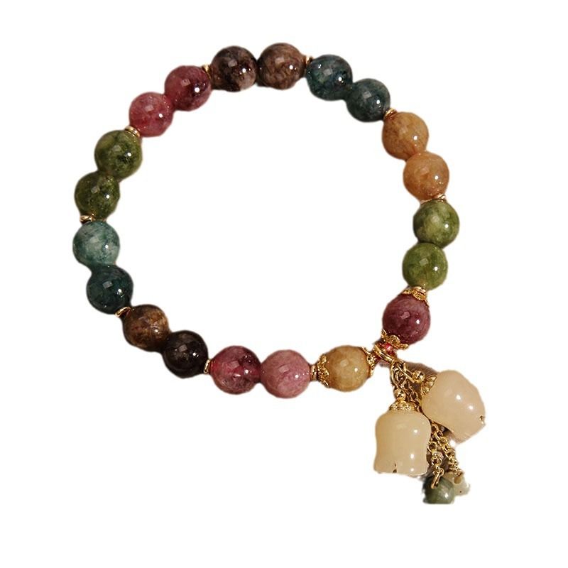 Healing Crystal Bracelets Bead Bracelet-Assote Natural Colored Tourmaline Bracelet