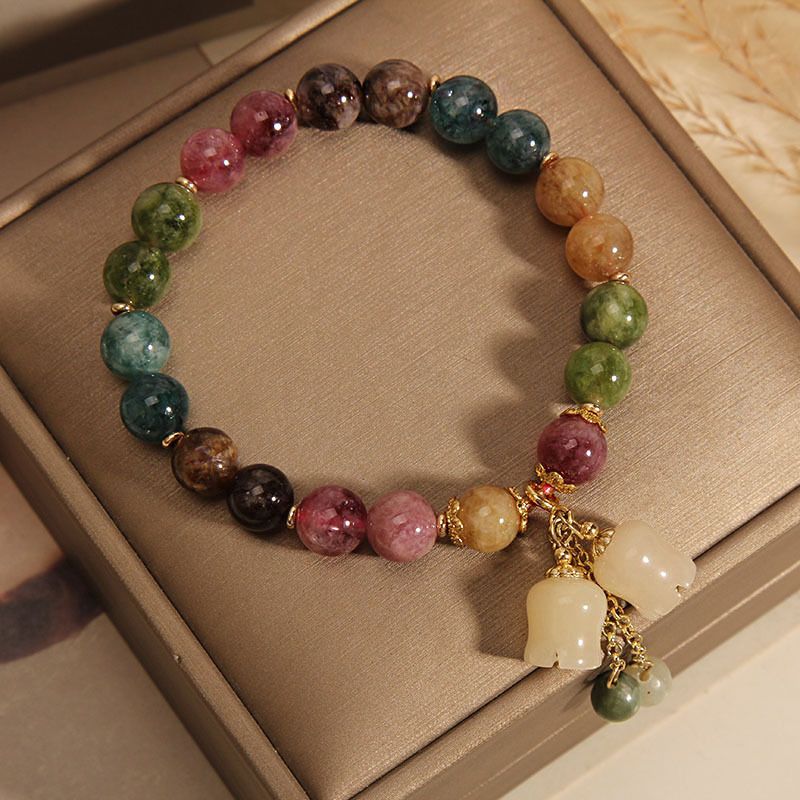 Healing Crystal Bracelets Bead Bracelet-Assote Natural Colored Tourmaline Bracelet view 2