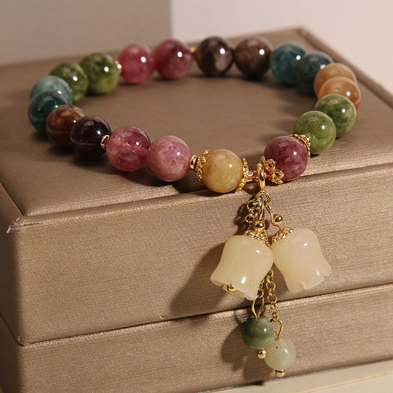 Healing Crystal Bracelets Bead Bracelet-Assote Natural Colored Tourmaline Bracelet view 4