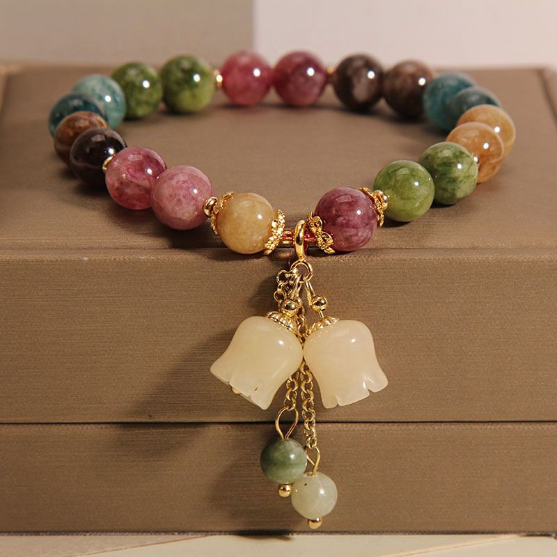 Healing Crystal Bracelets Bead Bracelet-Assote Natural Colored Tourmaline Bracelet view 5