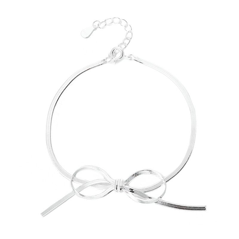 Simple Bow Pendant Necklaces for Women-Bow Necklace and Bracelet Jewelry Set