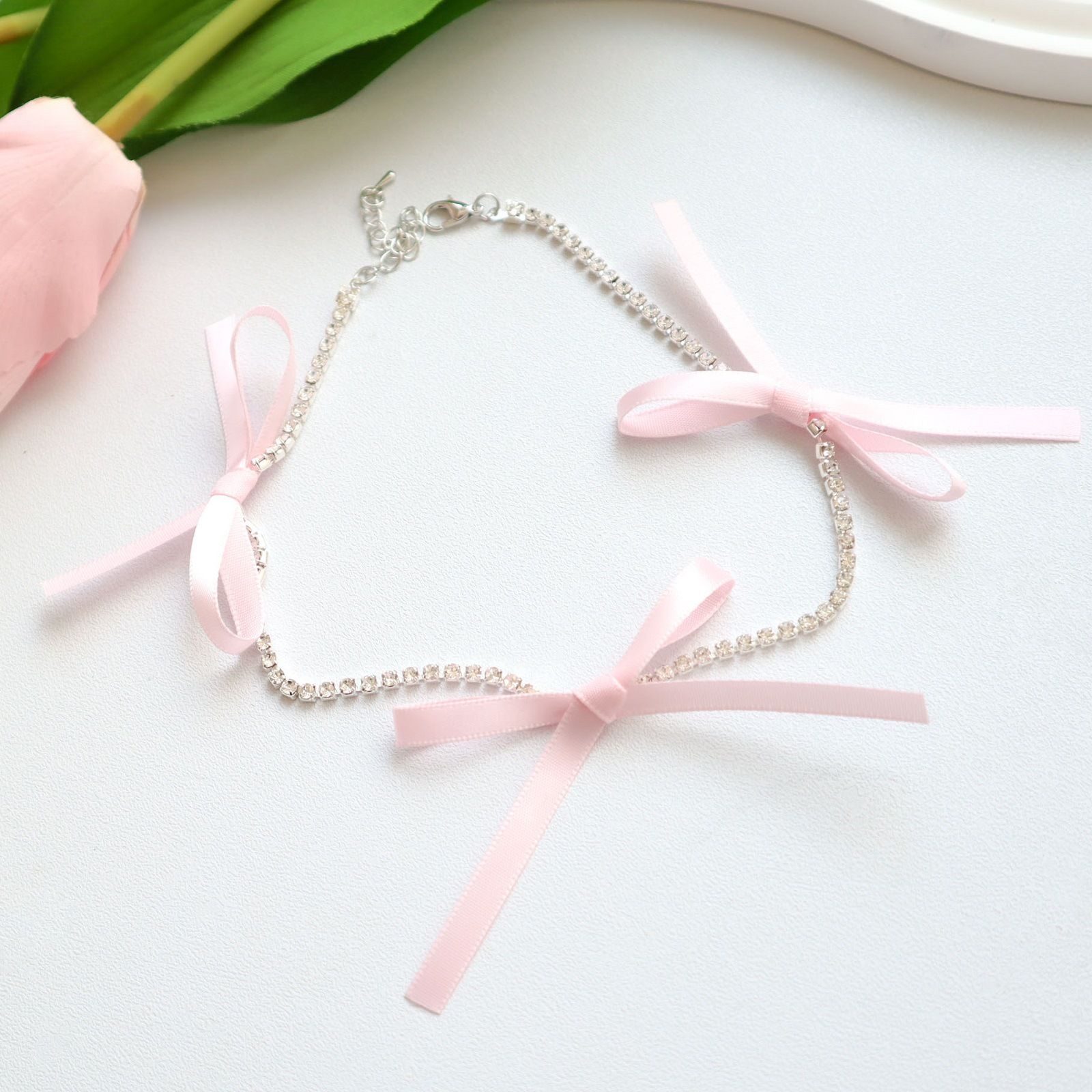 3PCS Bow Tennis Choker Necklace Jewelry Romantic Trendy Stuff In Their Her