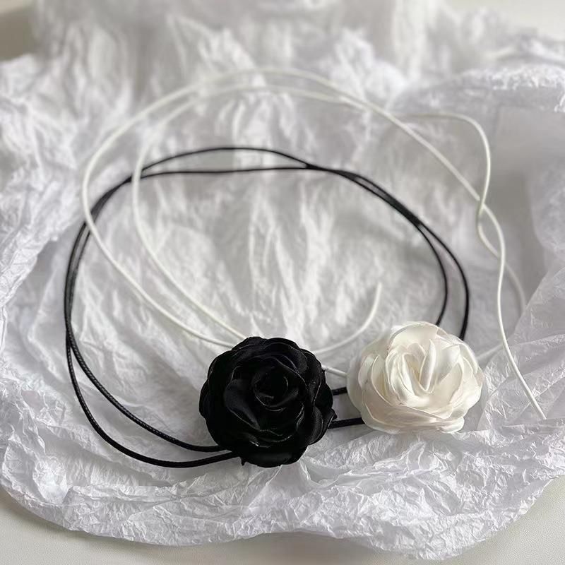 2PCS Flower Choker Necklace for Women Girls - Adjustable Lace-up Design view 3