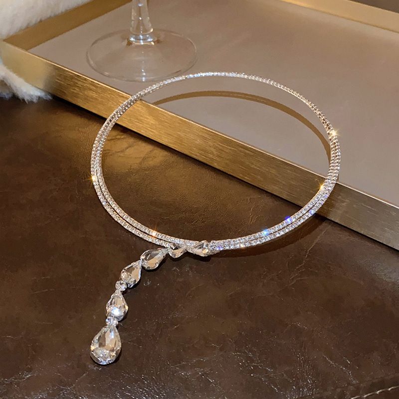 Necklace Set Silver Crystal Bridal Wedding Jewelry Sets Prom Costume Jewelry view 2
