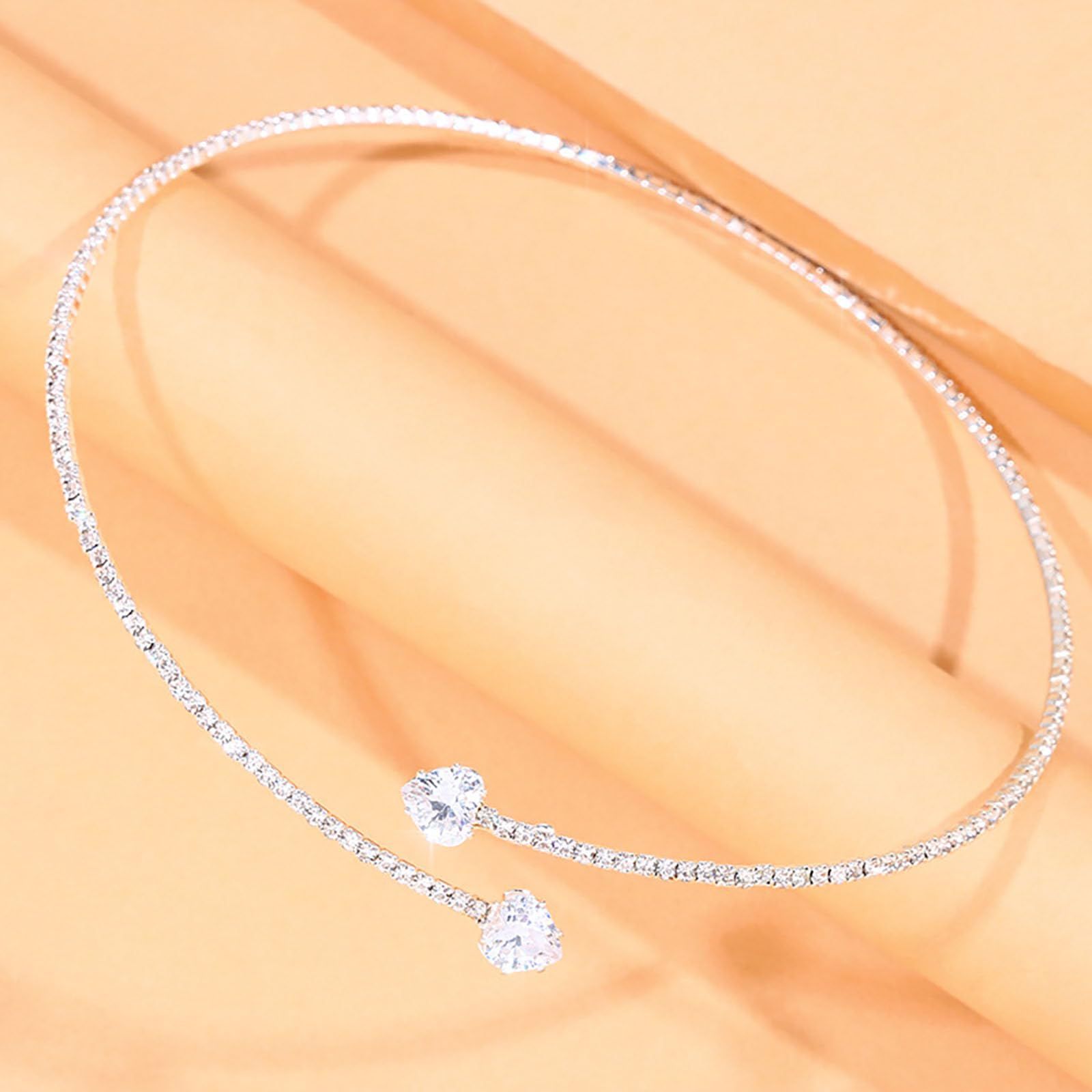 Choker Necklaces Adjustable Crystal Party Necklace Sparkle Wedding Neckalce view 3