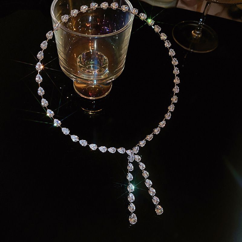 Rhinestone Choker Necklaces Crystal Rhinestone Necklace Y Teardrop Necklace view 3