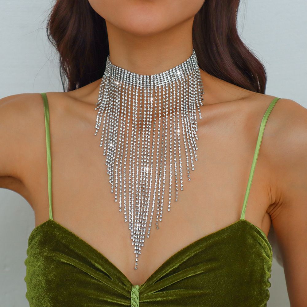 Tassel Collar Statement Necklace Jewelry Suit Fashion Women Sexy Rhinestone view 2