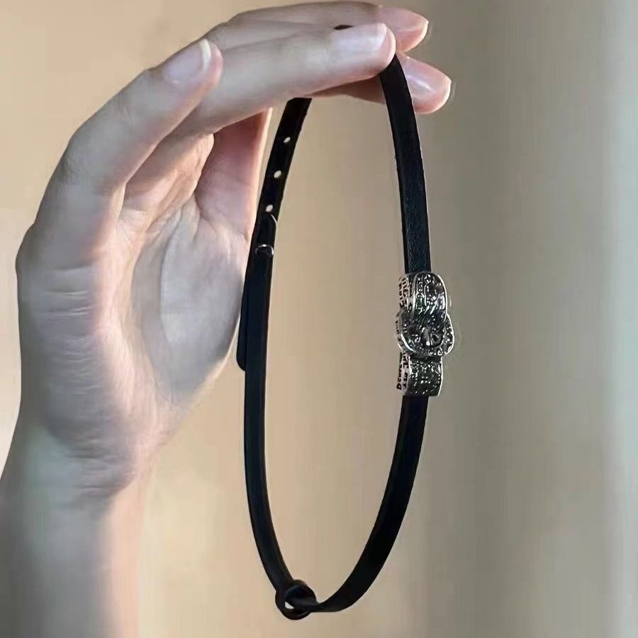 PU Leather Choker Necklaces for Women-Heart Punk Rock Adjustable Black Collar view 3