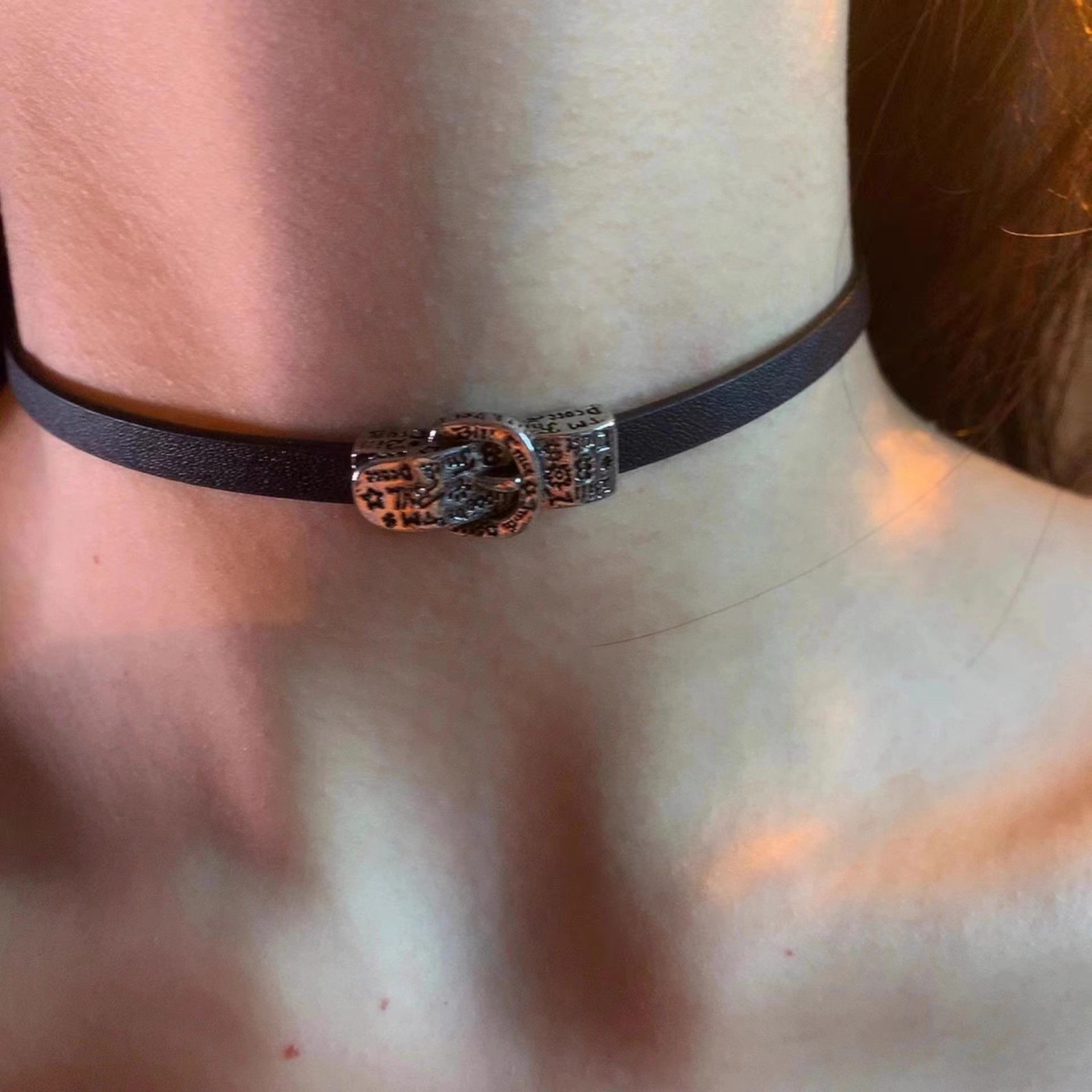 PU Leather Choker Necklaces for Women-Heart Punk Rock Adjustable Black Collar view 5