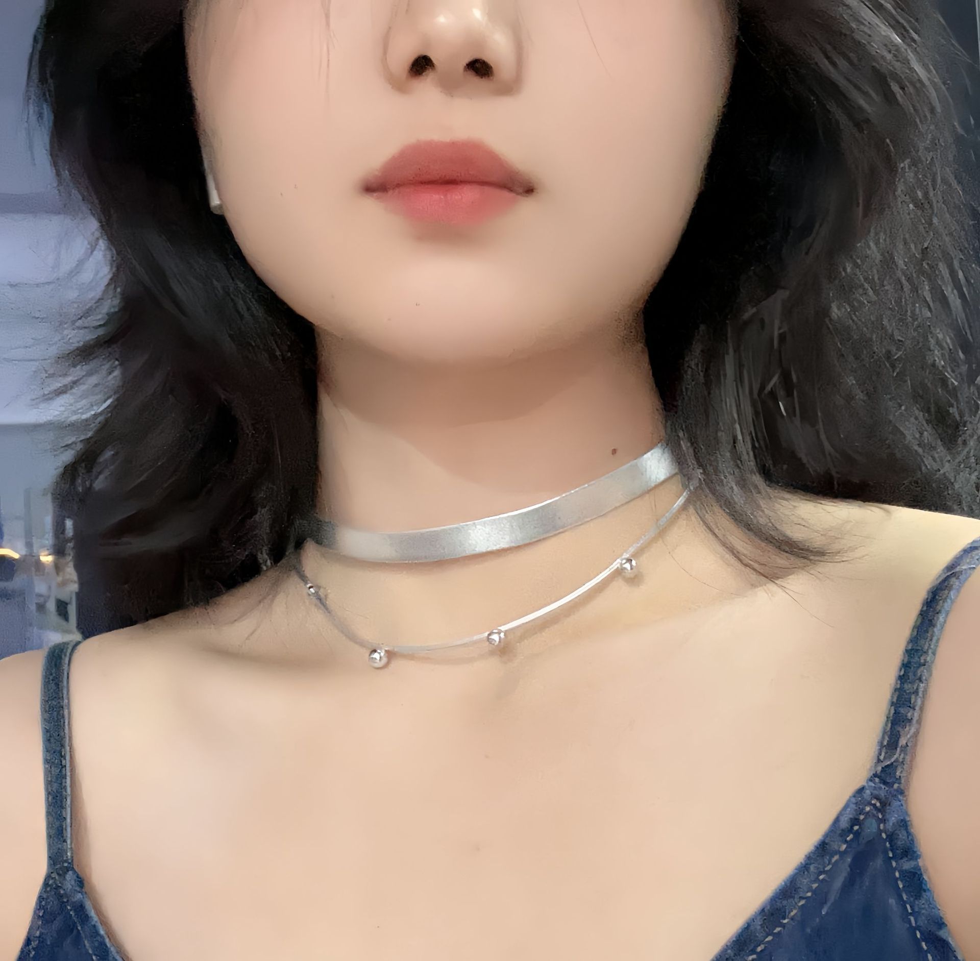 Herringbone Necklace Snake Chain Necklace Layered Gold Herringbone Flat Snake view 2