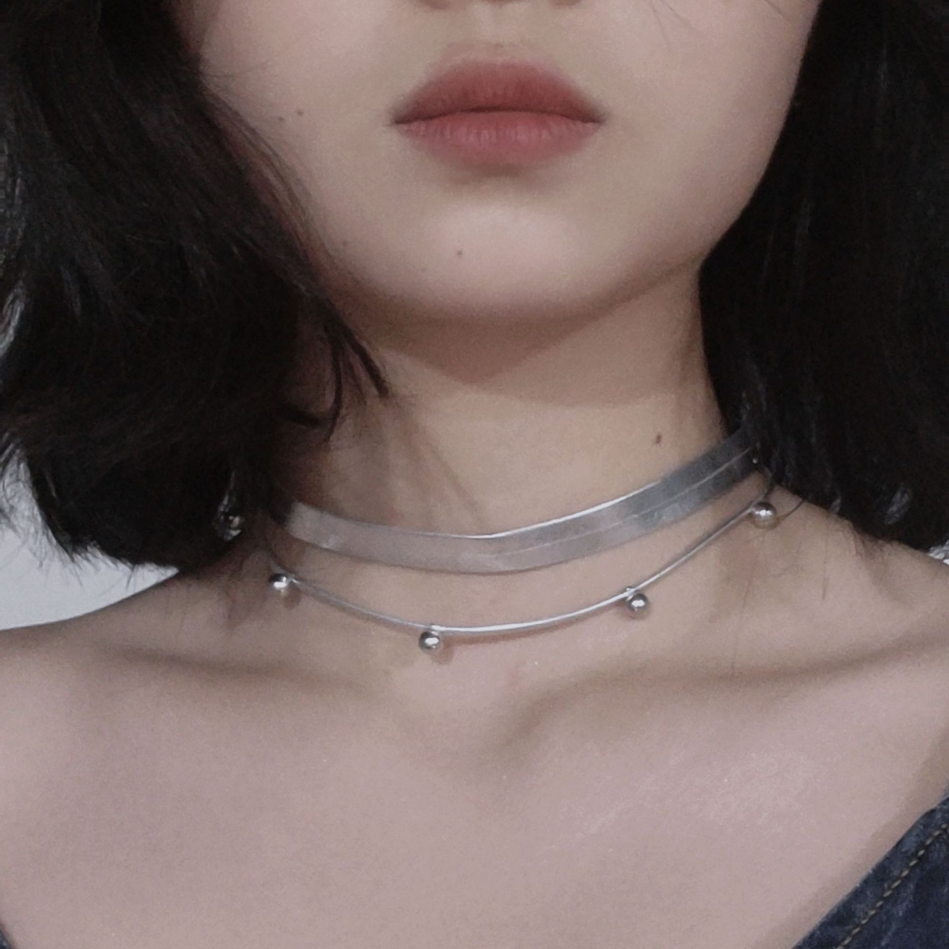 Herringbone Necklace Snake Chain Necklace Layered Gold Herringbone Flat Snake view 3