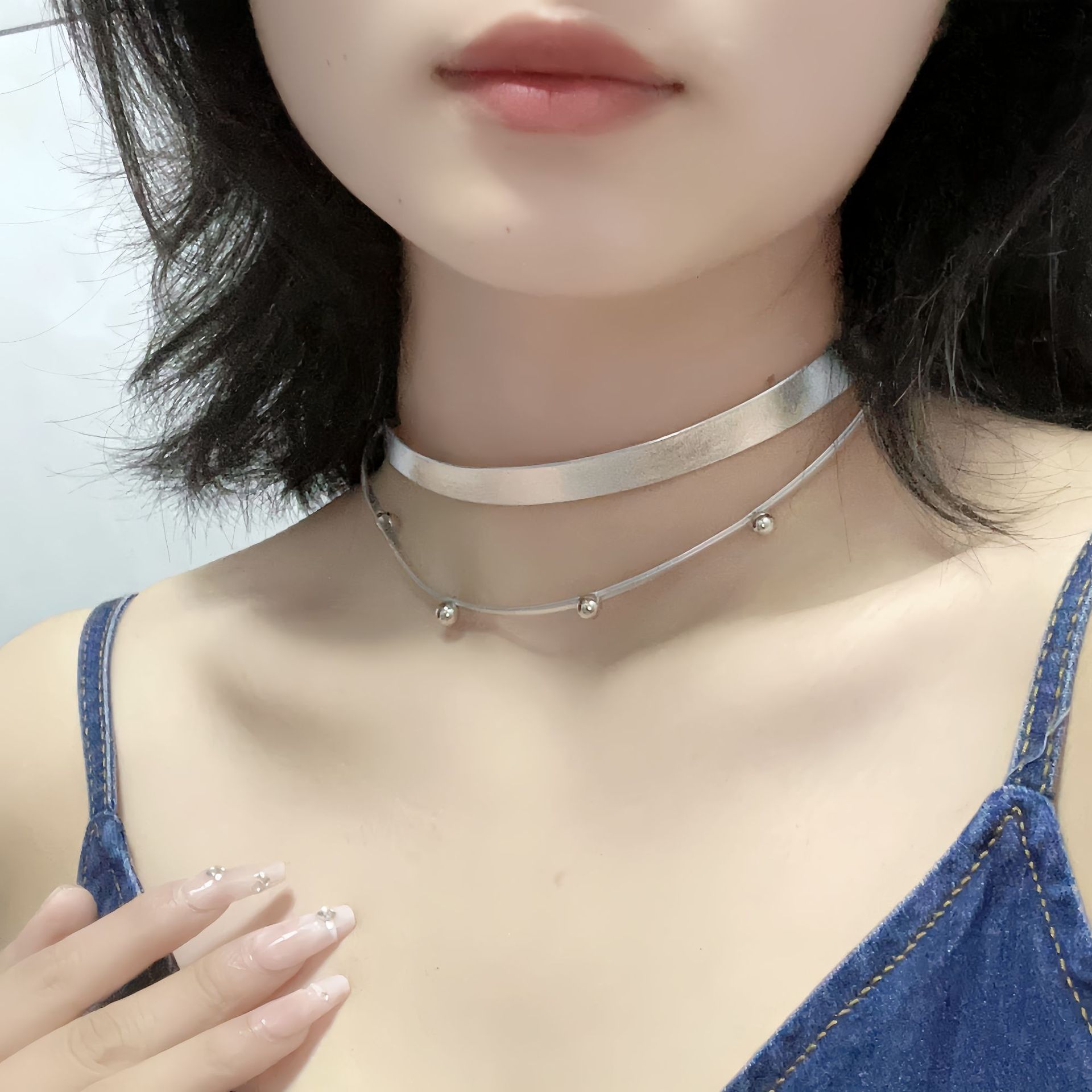 Herringbone Necklace Snake Chain Necklace Layered Gold Herringbone Flat Snake view 4