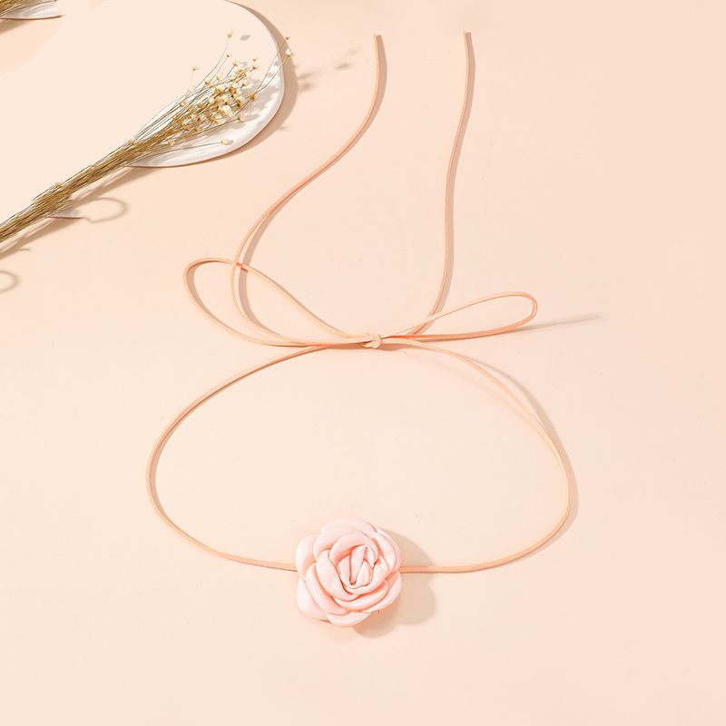 2PCS Adjustable Lace-up Design Handmade Velvet Floral Choker Necklace view 4