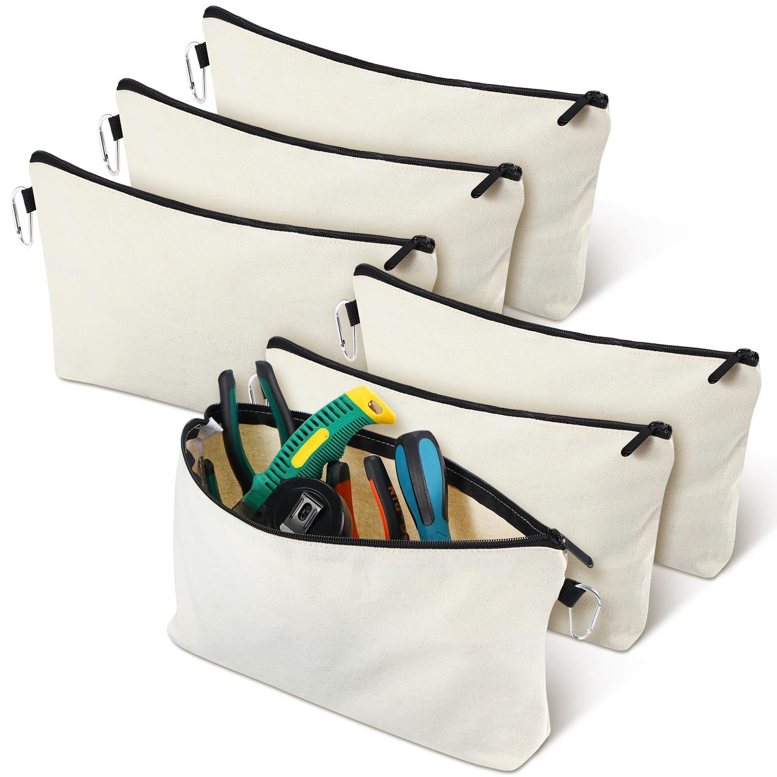 6 Pcs Tool Pouch Canvas Tool Bag Pouch Multipurpose Storage Organizer Tool