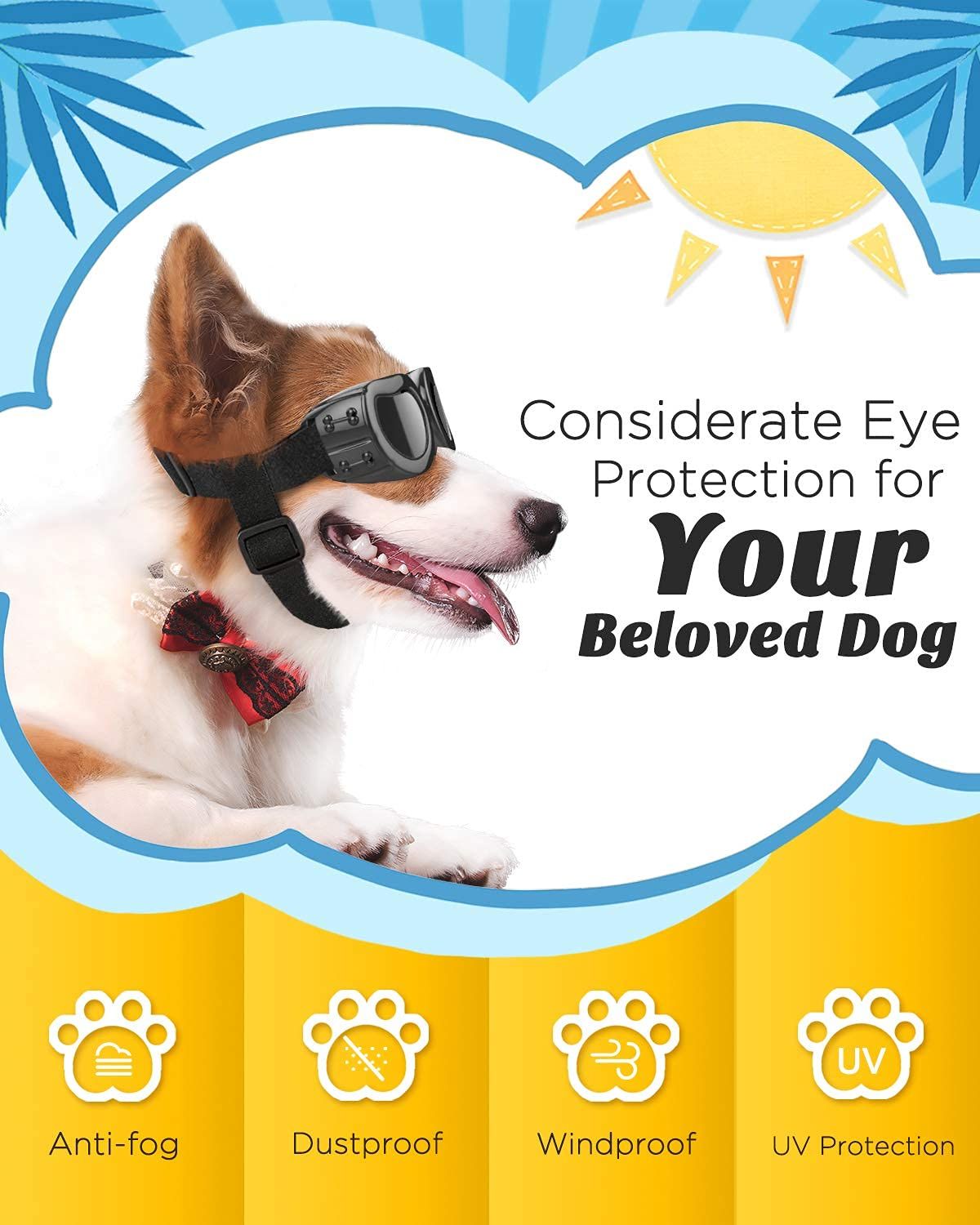 Dog Sunglasses Small Breed Dogs Goggles UV Protection view 3