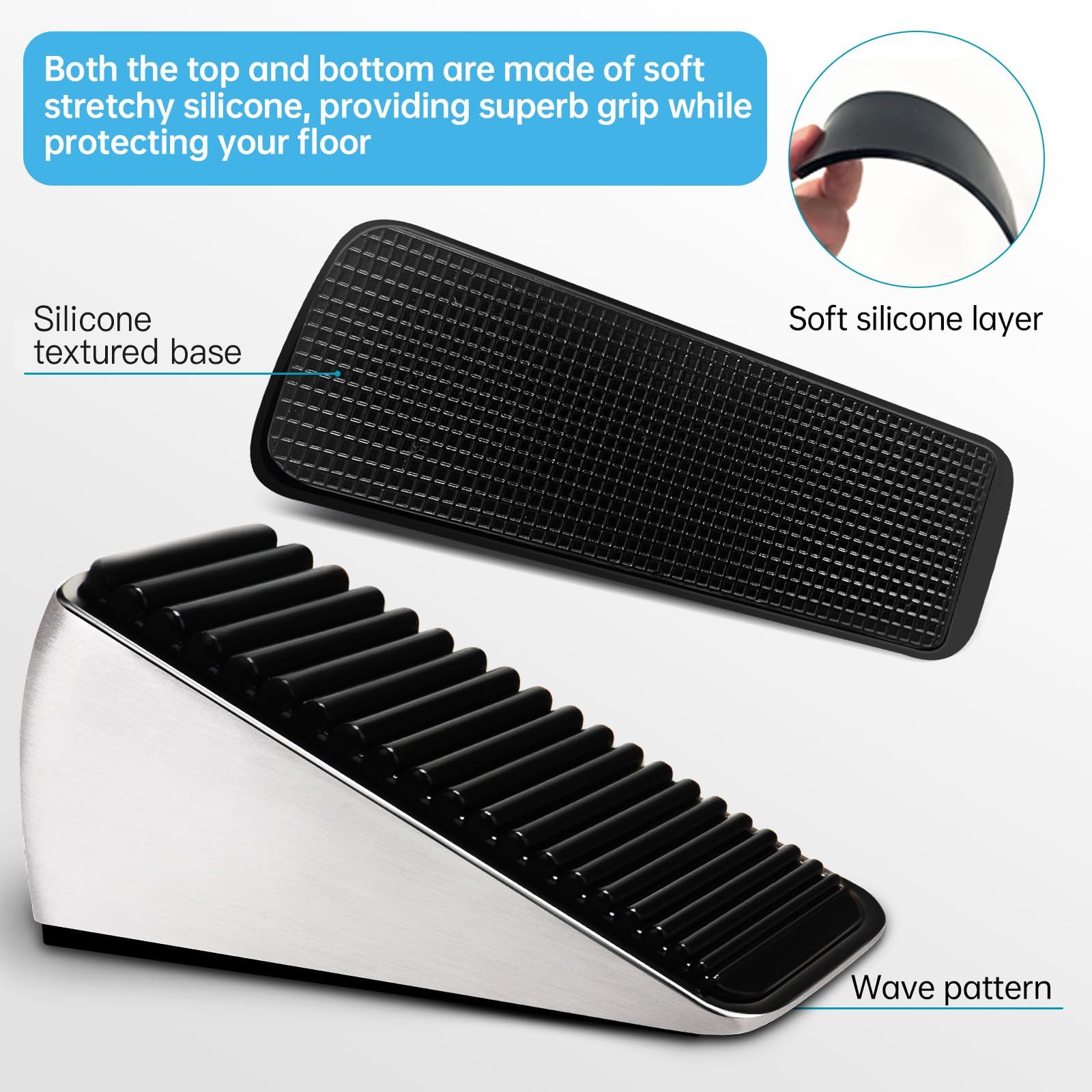 Strongest Large Door Stopper - Heavy Duty Tall Door Stop Wedge Door Stoppers view 3