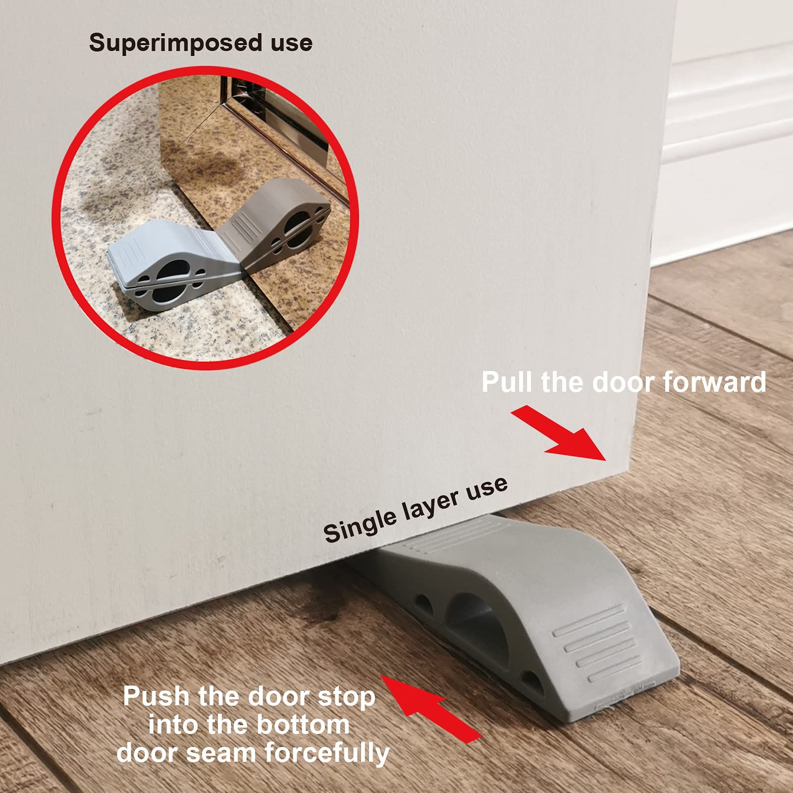 Door Stoppers - Pack of 4 Rubber Door Wedge for Carpet view 3
